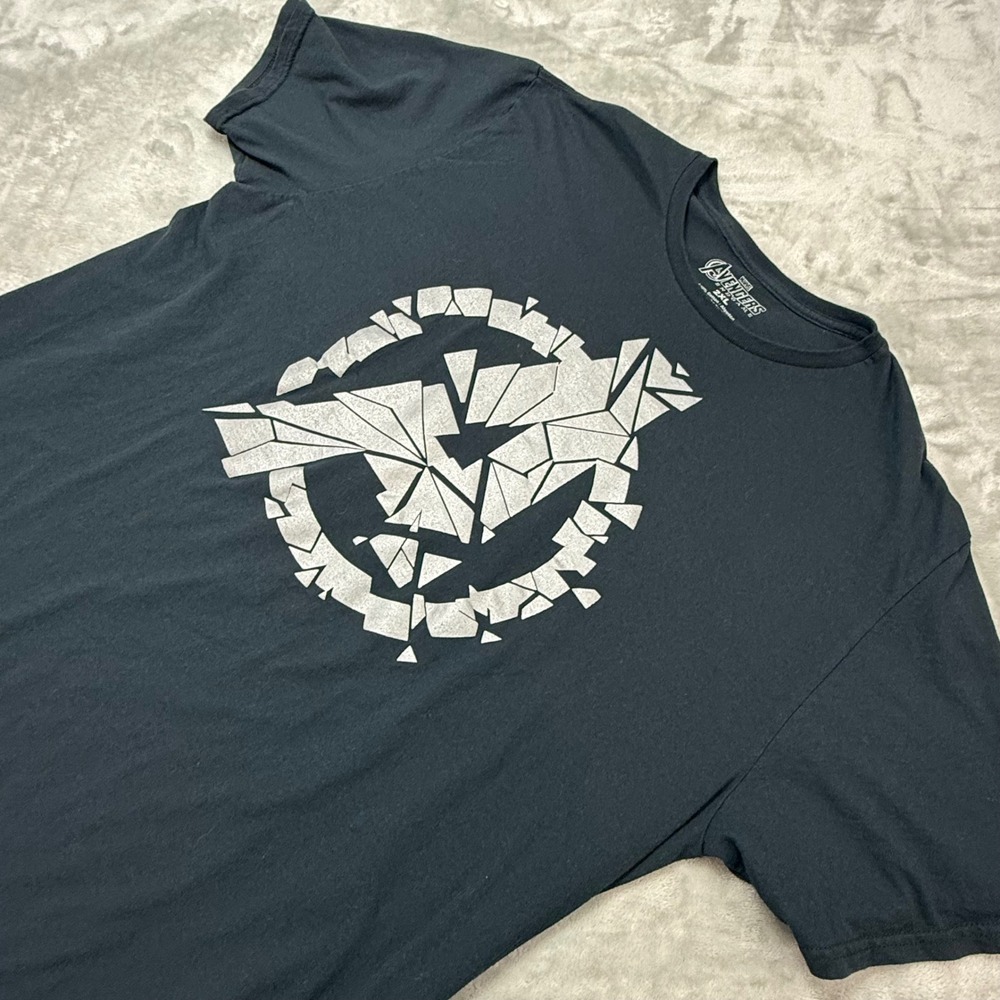Marvel Avengers Endgame T-Shirt 2XL Black Shattered Logo Cotton Graphic Tee‎